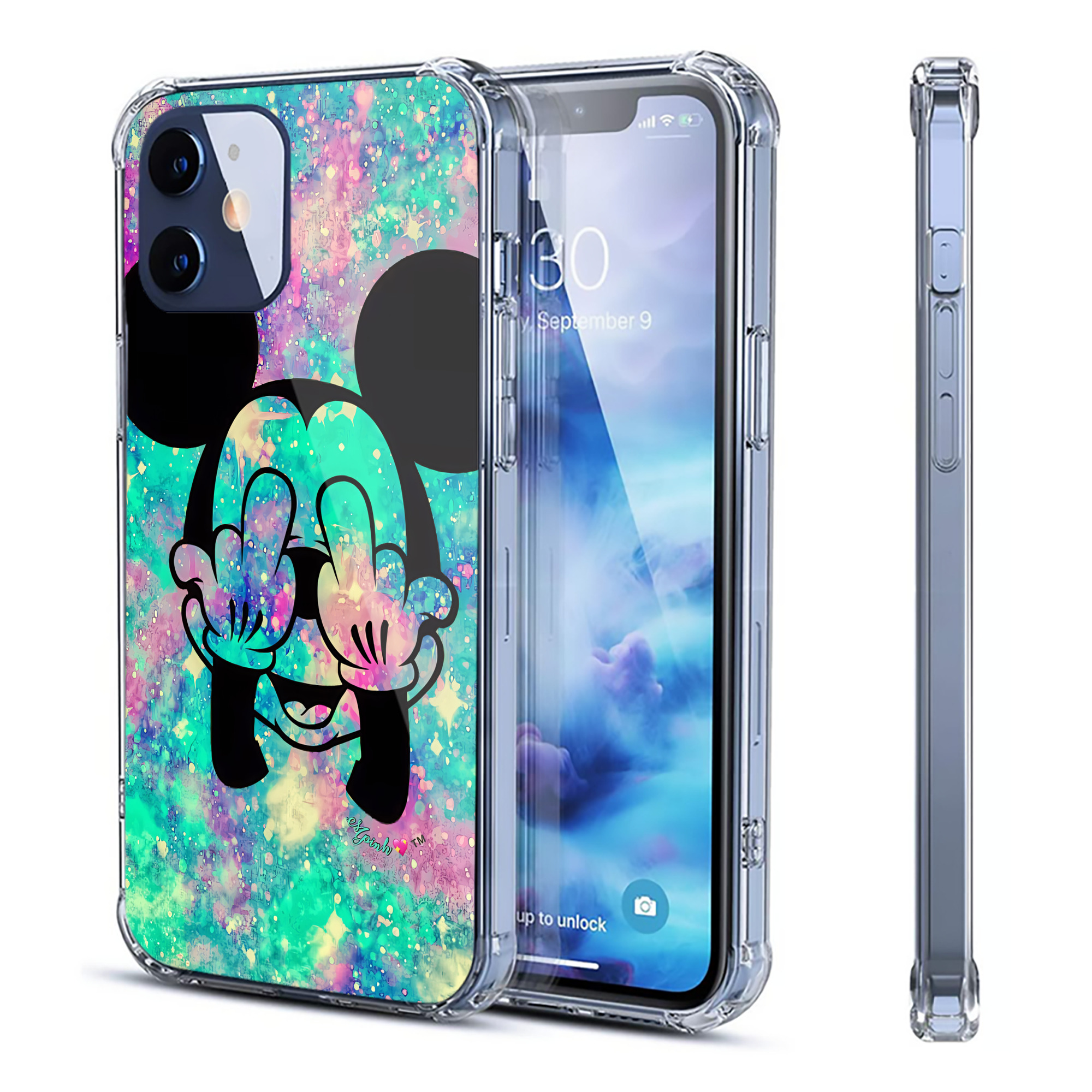 （画像用） ミッキーマウス Mickey Mouse 【iPhone 12シリーズ対応】透明スマホケース（クリアソフトケース）